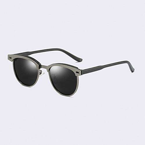 SILTYJ Gafas de Sol Lad y Gafas de Sol de Metal con Montura Media para Mujer Designer C6Gun Gris