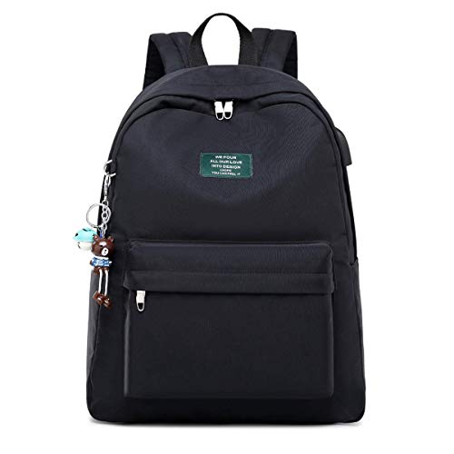 Silver Tulip Mochila para portátil Universidad Hombros Niños Escuela Bolsas de Libros Mochila para niñas (Negro, Medio con Puerto USB)