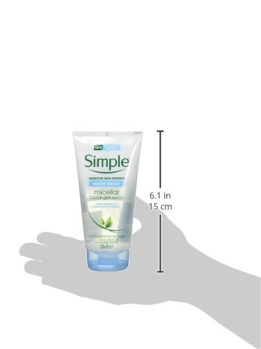 Simple agua Boost Micellar Gel lavado para la piel sensible, 150 ml, Paquete de 6