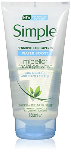 Simple agua Boost Micellar Gel lavado para la piel sensible, 150 ml, Paquete de 6