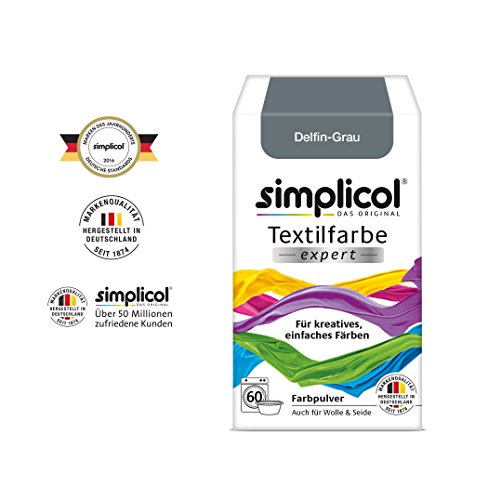 Simplicol Expert Fabric Dye Tinte de Coloración para Textiles: Lavado a Mano o Lavadora - Tiñe y Restaura Sus Telas y Ropa - Gris