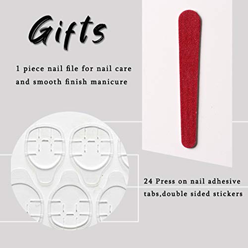 Simsly Coffin Fake Nails Tips Black Matte Long False Nails Set Full Cover Artificial Nails Press on Nails para mujeres y niñas (24 piezas)