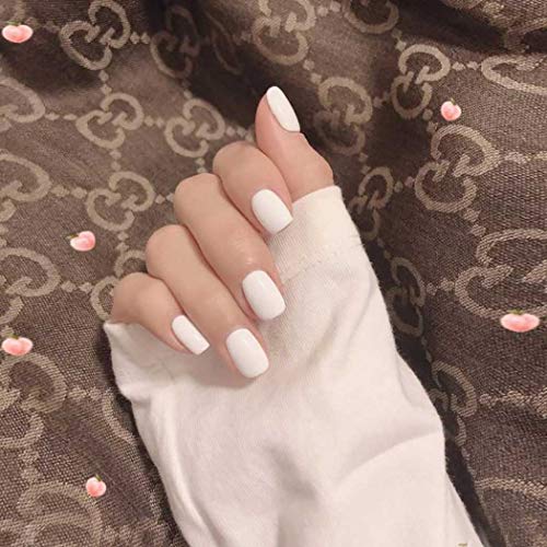 Simsly - Uñas postizas blancas cuadradas para uñas postizas, con prensa natural en uñas artificiales para mujeres y niñas (24 unidades)