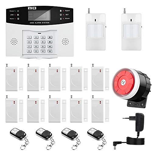 Sistema de Alarma gsm/SMS LCD Pantalla de en Castellano Teclados Llamadas de 6 Teléfonos Diferentes Antirrobo Sistema de Seguridad para el Hogar, Oficina, Tienda, Pilas Incluidas