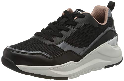 Skechers ROVINA Clean Sheen, Zapatillas para Mujer, Negro Black Mesh Leather Durapatent Trim Blk, 40 EU