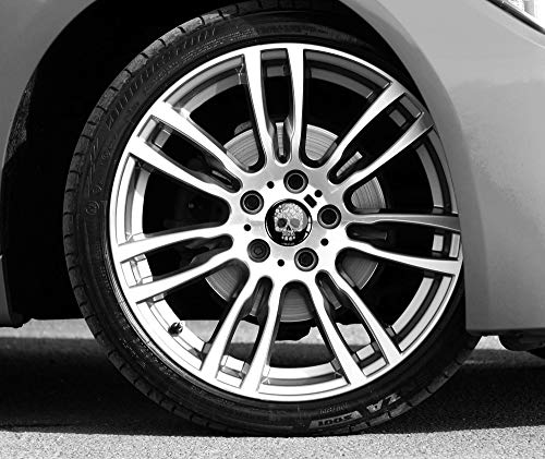 SkinoEu® 4 x 60mm Universal Tapas de Rueda de Centro Skull Craneo Punisher Tapacubos para Llantas Coche C 80