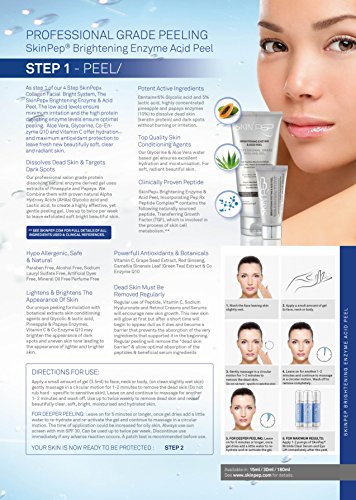 SkinPep - Peeling iluminador de enzimas y ácido, 30 m - Piel hermosa y vibrante + enzimas de piña y papaya + péptidos + ácido glicólico y ácido láctico + vitamina C - Gel para peeling profesional