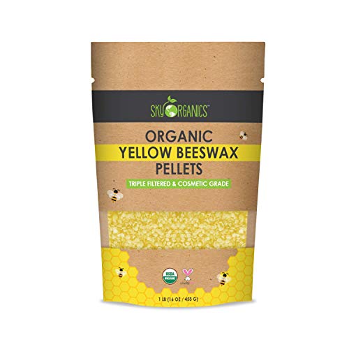 Sky Organics USDA Organic amarillas Pellets cera de abejas (1 libra) abejas cera pura de plaguicidas no tóxicos o sustancias químicas - 3 x filtrado, Fácil Melt Pastilles- para el bricolaje, velas