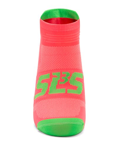 SLS3 Running Socks for Men and Women | Low Cut Anti-Dust Cycling Socks | Arch Support | Bright Neon Colors | Very Thin, 3-Pack Yellow/Melon/Pink, Large