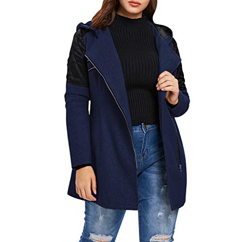 SLYZ Otoño E Invierno para Mujer Nueva Chaqueta Cortavientos De Lana con Cremallera Diagonal Suelta con Capucha De Longitud Media Chaqueta Gruesa De Algodón