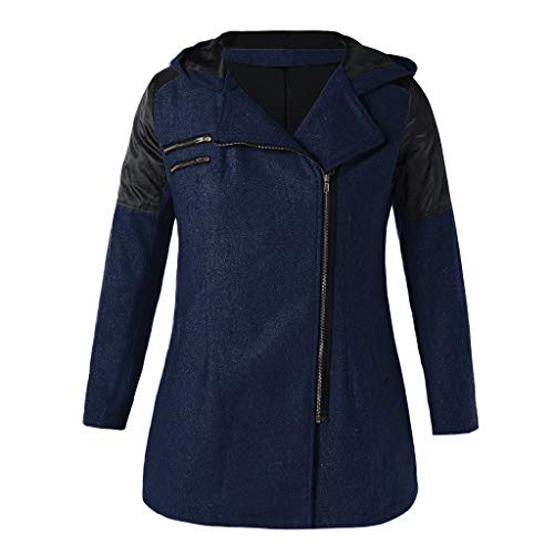 SLYZ Otoño E Invierno para Mujer Nueva Chaqueta Cortavientos De Lana con Cremallera Diagonal Suelta con Capucha De Longitud Media Chaqueta Gruesa De Algodón