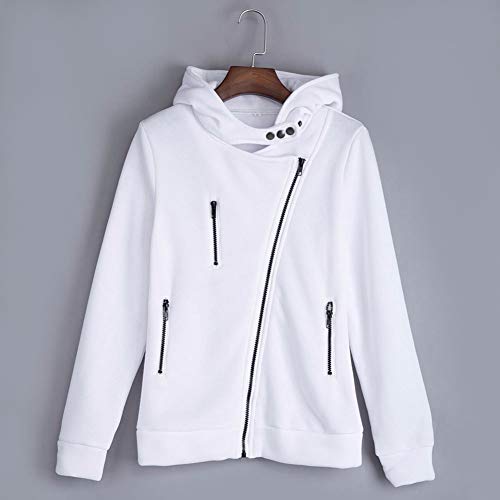 SLYZ Otoño Mujer Nueva Chaqueta Casual Color Sólido De Cuatro Colores con Cremallera Diagonal Suéter De Mujer con Capucha