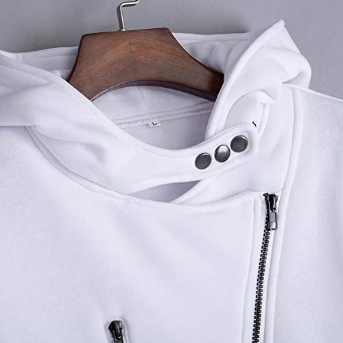 SLYZ Otoño Mujer Nueva Chaqueta Casual Color Sólido De Cuatro Colores con Cremallera Diagonal Suéter De Mujer con Capucha