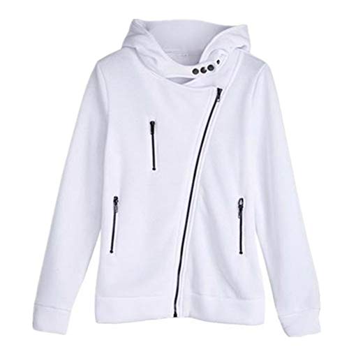 SLYZ Otoño Mujer Nueva Chaqueta Casual Color Sólido De Cuatro Colores con Cremallera Diagonal Suéter De Mujer con Capucha