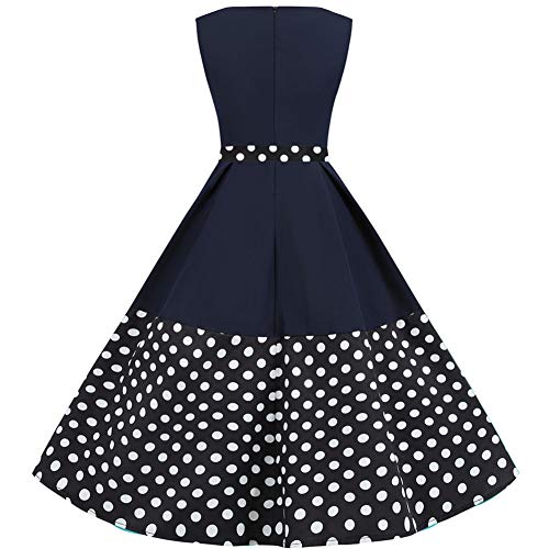 SLYZ Vestido De Fiesta Informal con Cinturón A Juego De Color Sin Mangas con Cuello Redondo Y Temperamento De Verano para Mujer