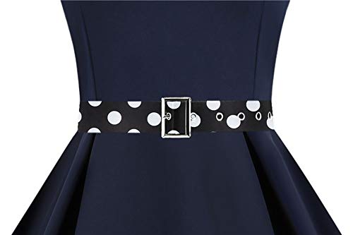 SLYZ Vestido De Fiesta Informal con Cinturón A Juego De Color Sin Mangas con Cuello Redondo Y Temperamento De Verano para Mujer