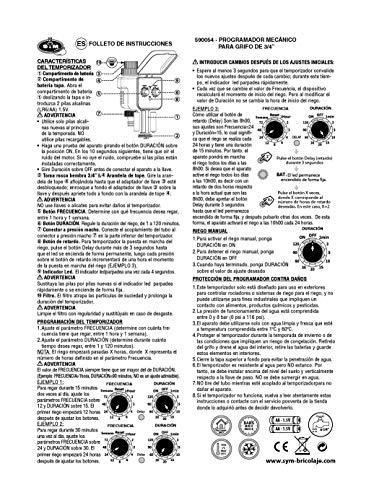 S&M 590054 590054-Programador de Grifo de 1 Salida para riego automático H-M 3/4", Gris y Negro