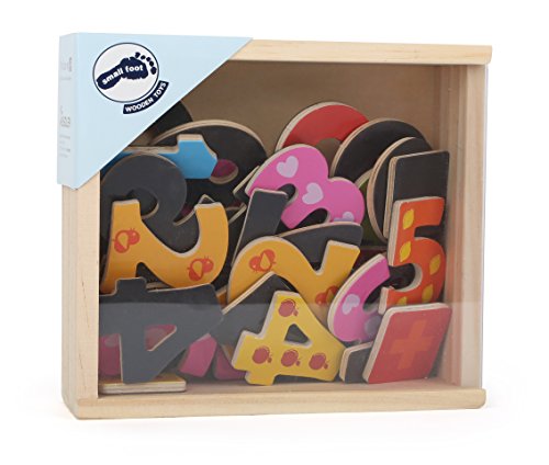 Small Foot 10731 - Números magnéticos en Caja de Madera, 40 números de 0 a 9 en un diseño Colorido, Aprendizaje de aritmética y promoción de la comprensión de los números