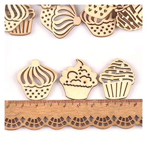 SMchwbc 25pcs Mix Ahueca hacia Fuera la Torta de Madera Ornamento Crafts decoración del hogar del Libro de Recuerdos de Madera sin terminar Accesorios Rebanadas