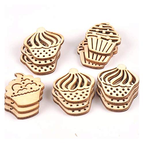 SMchwbc 25pcs Mix Ahueca hacia Fuera la Torta de Madera Ornamento Crafts decoración del hogar del Libro de Recuerdos de Madera sin terminar Accesorios Rebanadas
