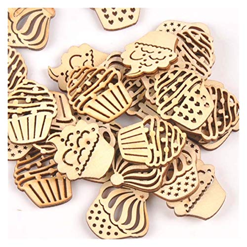 SMchwbc 25pcs Mix Ahueca hacia Fuera la Torta de Madera Ornamento Crafts decoración del hogar del Libro de Recuerdos de Madera sin terminar Accesorios Rebanadas