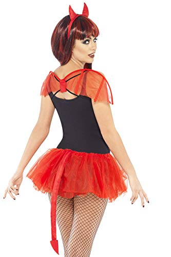 Smiffys-24861 Kit de deliciosa diablilla, con alas en miniatura, cuernos, cola y tutú, Color rojo, XS a L - EU Tamaño 34-46 (Smiffy's 24861) , color/modelo surtido