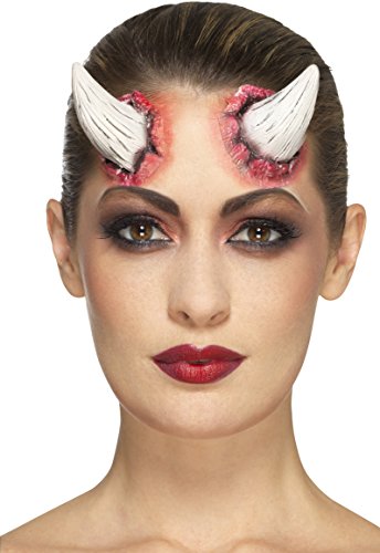 Smiffy'S 46798 Prótesis De Látex Cuernos De Diablo, Marfil Con Adhesivo