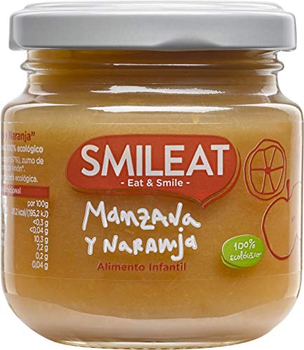 Smileat Tarrito de Manzana y Naranja Ecológica - Paquete de 12 x 130 gr - Total: 1560 gr