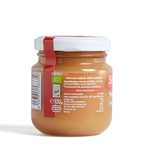 Smileat Tarrito de Manzana y Naranja Ecológica - Paquete de 12 x 130 gr - Total: 1560 gr