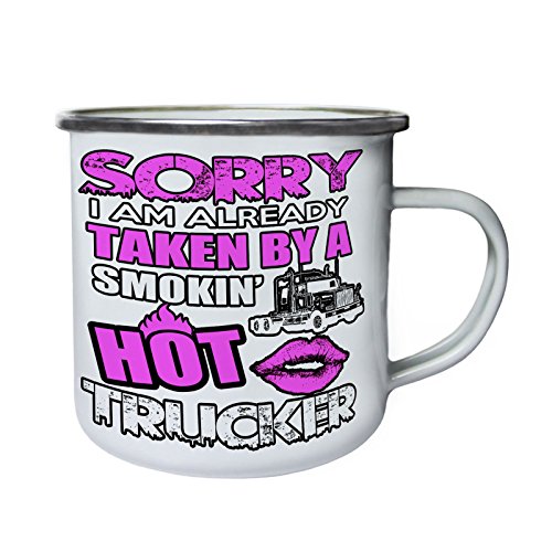 Smokin Hot Trucker Sexy Pink Love Retro, lata, taza del esmalte 10oz/280ml aa205e