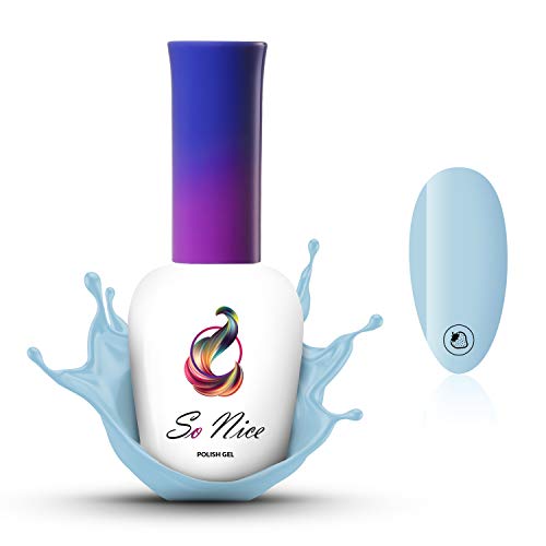 So Nice - Esmalte de uñas en gel UV LED Coco Milk, 8 ml, color: azul claro