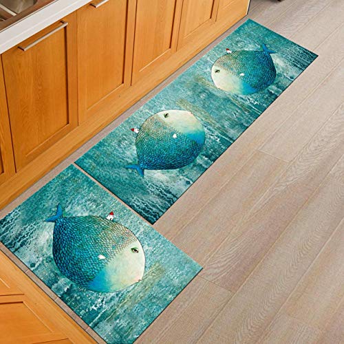 SODIAL Alfombrillas con Motivos de Peces Alfombras de Ba？O Alfombra de Entrada para el Hogar Alfombrilla de Entrada Dormitorio Absorbente Sala de Estar Alfombrillas de Cocina C