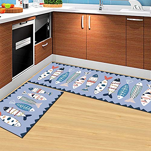 SODIAL Alfombrillas con Motivos de Peces Alfombras de Ba？O Alfombra de Entrada para el Hogar Alfombrilla de Entrada Dormitorio Absorbente Sala de Estar Alfombrillas de Cocina C