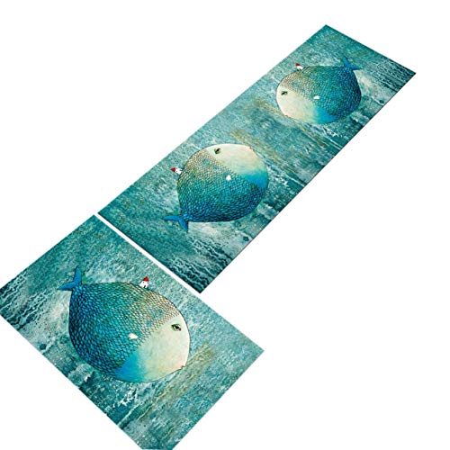 SODIAL Alfombrillas con Motivos de Peces Alfombras de Ba？O Alfombra de Entrada para el Hogar Alfombrilla de Entrada Dormitorio Absorbente Sala de Estar Alfombrillas de Cocina C