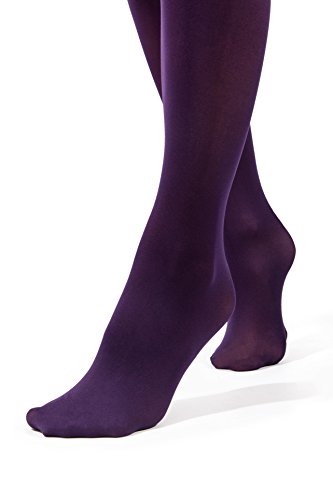 sofsy Encaje de Muslo Alto Opaco con sostenedor de Nylon, Pantyhose de Medias de Silicona Top 60 Den Violeta Violet 1/2 - X-Small/Small