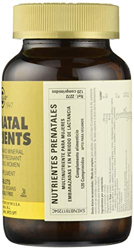 Solgar® Nutrientes Prenatales para embarazo y lactancia - 120 comprimidos