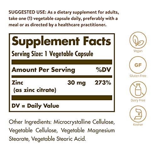 Solgar Zinc Citrato Cápsulas vegetales de 30 mg - Envase de 100