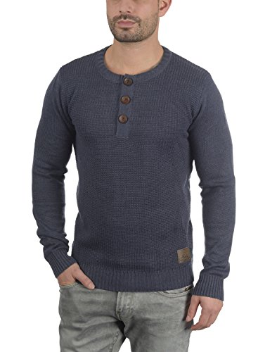 !Solid Terrance Jersey De Punto Suéter para Hombre con Cuello Redondo, tamaño:L, Color:Insignia Blue Melange (8991)