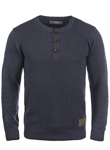 !Solid Terrance Jersey De Punto Suéter para Hombre con Cuello Redondo, tamaño:L, Color:Insignia Blue Melange (8991)