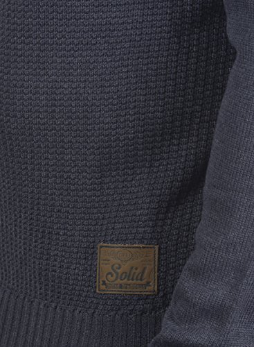 !Solid Terrance Jersey De Punto Suéter para Hombre con Cuello Redondo, tamaño:L, Color:Insignia Blue Melange (8991)