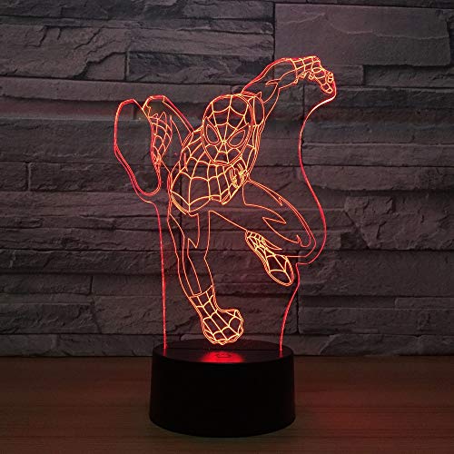 (Solo 1) nueva lámpara 3d de spider-man, lámparas de noche LED de 7 colores para niños, lámpara de mesa Usb táctil, lámpara, lámpara de noche para dormir para bebés, envío directo