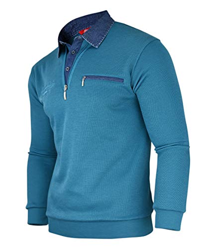 Soltice - Sudadera de manga larga con cuello para hombre, de mezcla de algodón (M hasta 3XL) [M1] Oliva. XXL