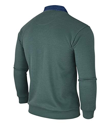 Soltice - Sudadera de manga larga con cuello para hombre, de mezcla de algodón (M hasta 3XL) [M1] Oliva. XXL