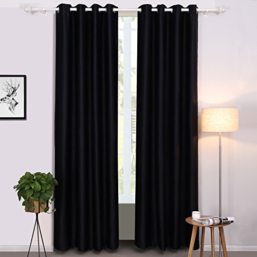 SONGMICS LRB245H-2 - Cortinas Opacas con Ojales, 145 x 245 cm, Color Negro