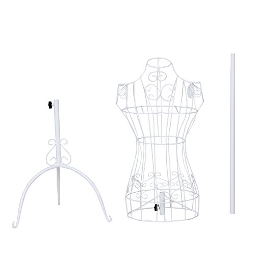 SONGMICS Maniquí Busto femenio de Metal Perchero de Vestido Blanco 170 cm HRA10W