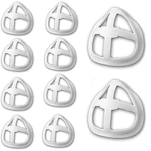 Soporte de máscara 3D – Soporte de protección de máscara de lápiz labial – Protector de máscara de maquillaje para boca – Accesorios de máscara facial DIY (5 piezas para adultos) (10 unidades, blanco)