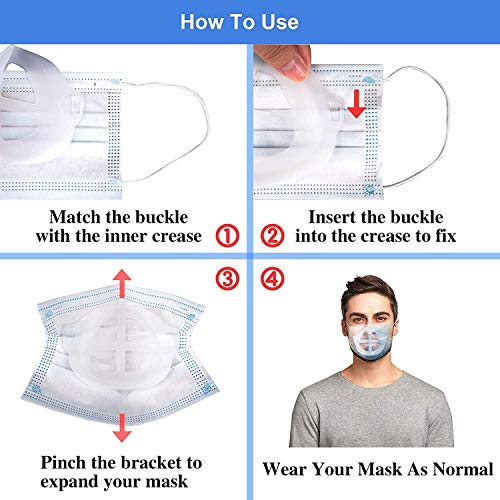 Soporte de máscara 3D – Soporte de protección de máscara de lápiz labial – Protector de máscara de maquillaje para boca – Accesorios de máscara facial DIY (5 piezas para adultos) (10 unidades, blanco)