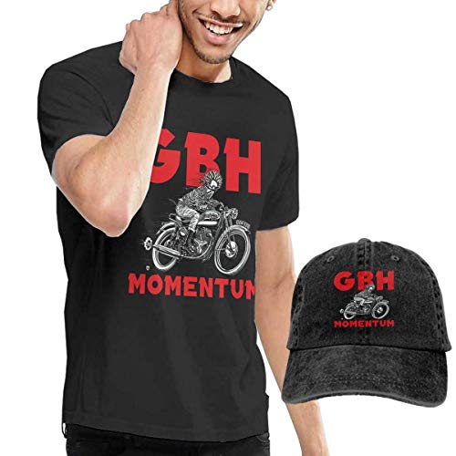 SOTTK Camisetas y Tops Hombre Polos y Camisas, Mens Fashion Charged GBH Perfume and Piss T Shirts and Washed Denim Hat Casquette Black Comfortsoft Cotton T-Shirt