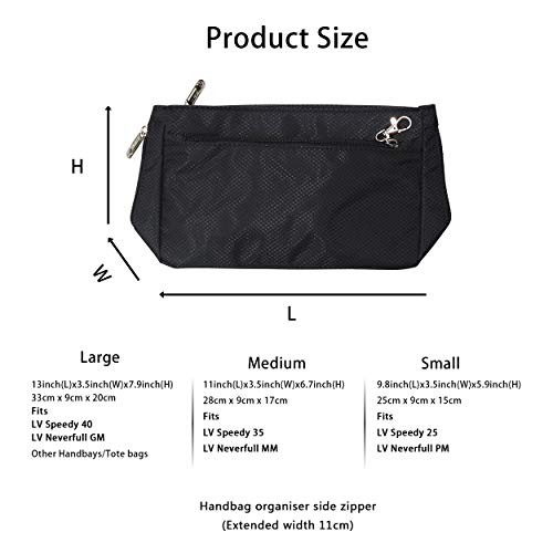 Soyizom Nylon Multibolsillo Bolsode Bolso de Mano Organizador Cosméticos Recorrido del Maquillaje inserción de Bolsa para Mujer（Grande,Negro）