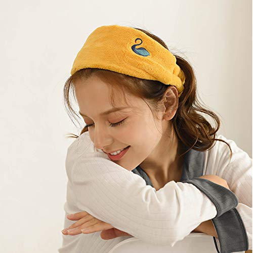 Spa Facial Diadema Maquillaje Baño Deporte Envoltura pelo banda para maquillaje para la cabeza Terry Cloth Diadema Estiramiento Toalla (Amarillo)
